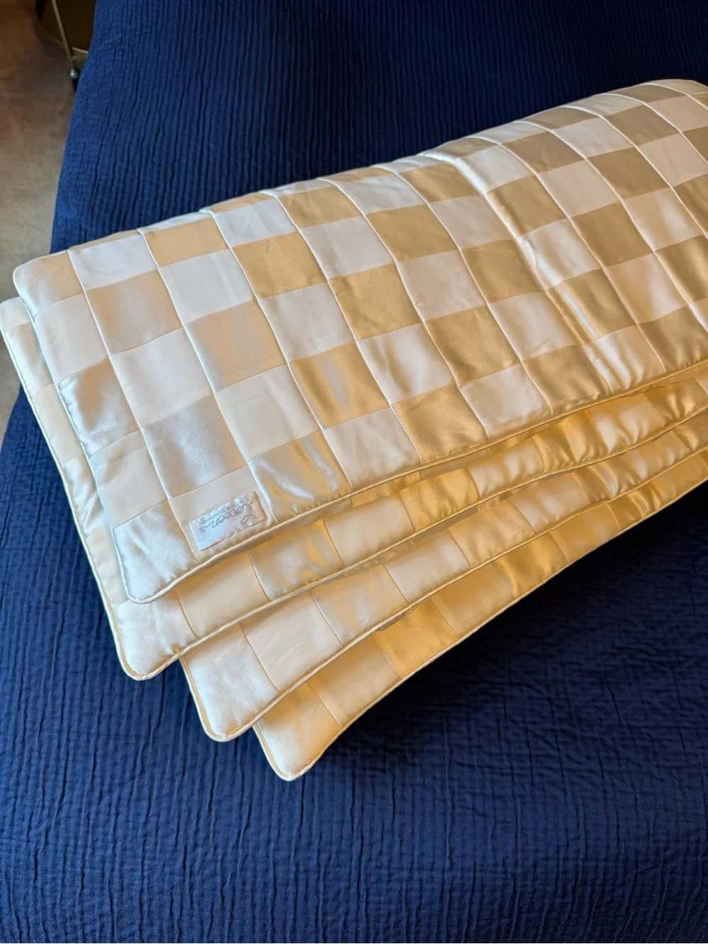 100% Silk Cocoon by Randi Kristoffersen Luxury Patchwork Throw Blanket Ivory